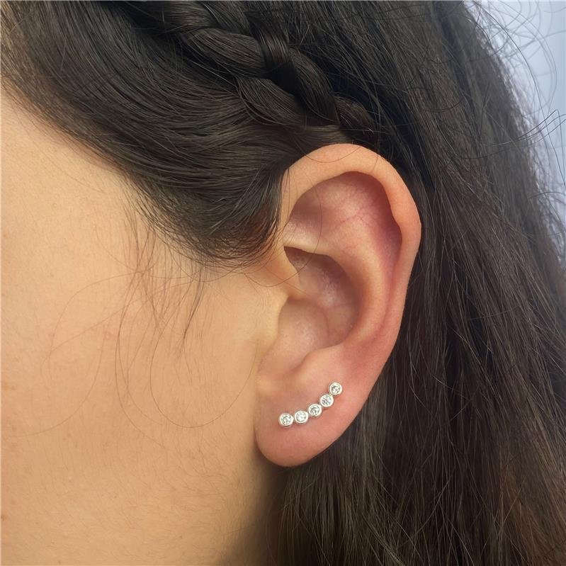 BRINCO EAR CUFF LUANA ZIRCÕNIAS BANHADO A PRATA