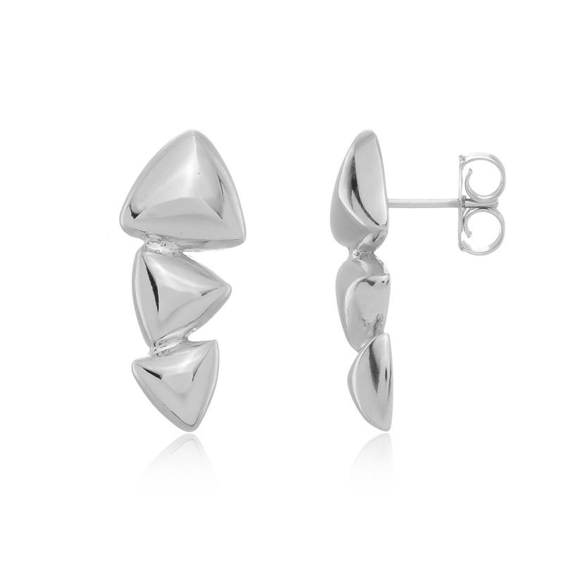 BRINCO ARIANE EAR CUFF TRIÂNGULOS BANHADO A PRATA