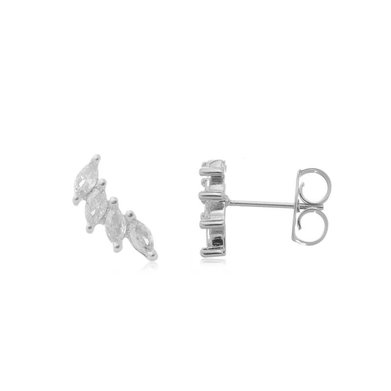 BRINCO ELIZ MINI EAR CUFF ZIRCÔNIAS CRISTAIS BANHADO A PRATA