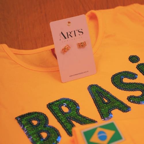BRINCO BANDEIRA DO BRASIL BANHADO A OURO 18K
