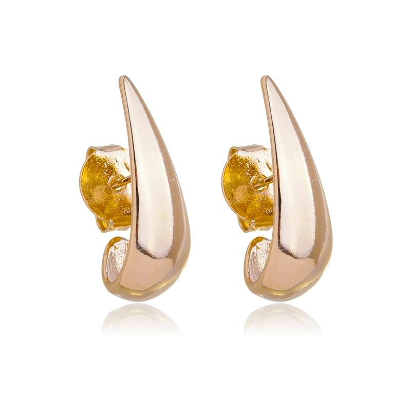 BRINCO EAR HOOK NICE GOTA LISA BANHADO A OURO 18K