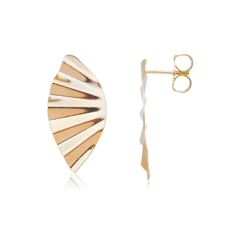 BRINCO PALOMA LEQUE ORGÂNICO BANHADO A OURO 18K