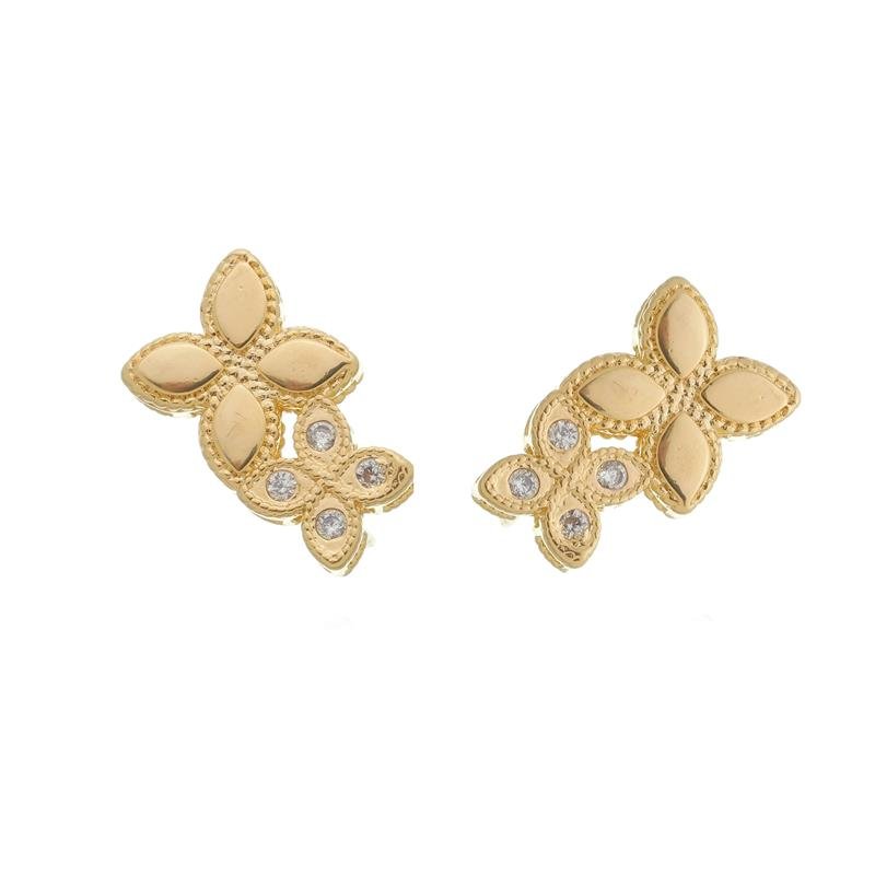 BRINCO EAR CUFF FLORES INSPIRAÇÃO BANHADO A OURO 18K