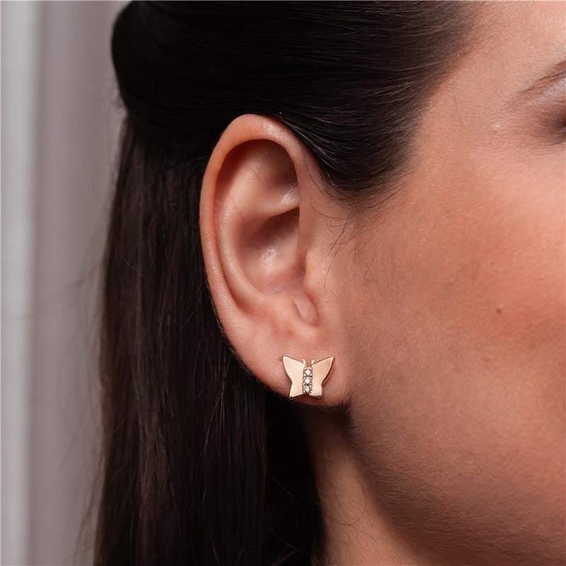BRINCO SARA BORBOLETA COM DETALHE ZIRCÔNIA BANHADO A OURO 18K