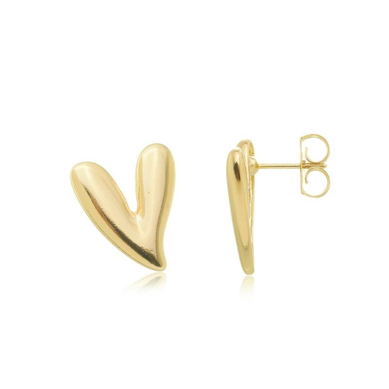 BRINCO CORAÇÃO TORTO BANHADO A OURO 18K