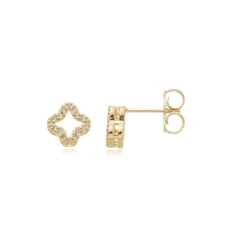 BRINCO ISIS MINI TREVO BANHDO A OURO 18K