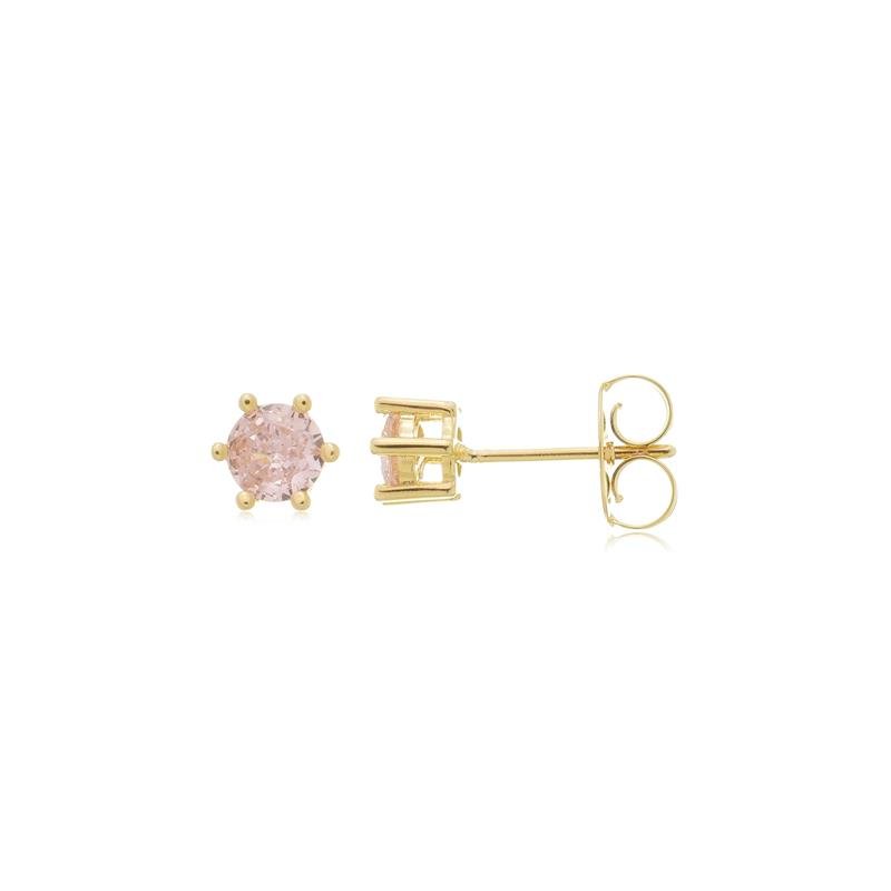 BRINCO JUJU ZIRCÔNIA ROSA BANHADO A OURO 18K