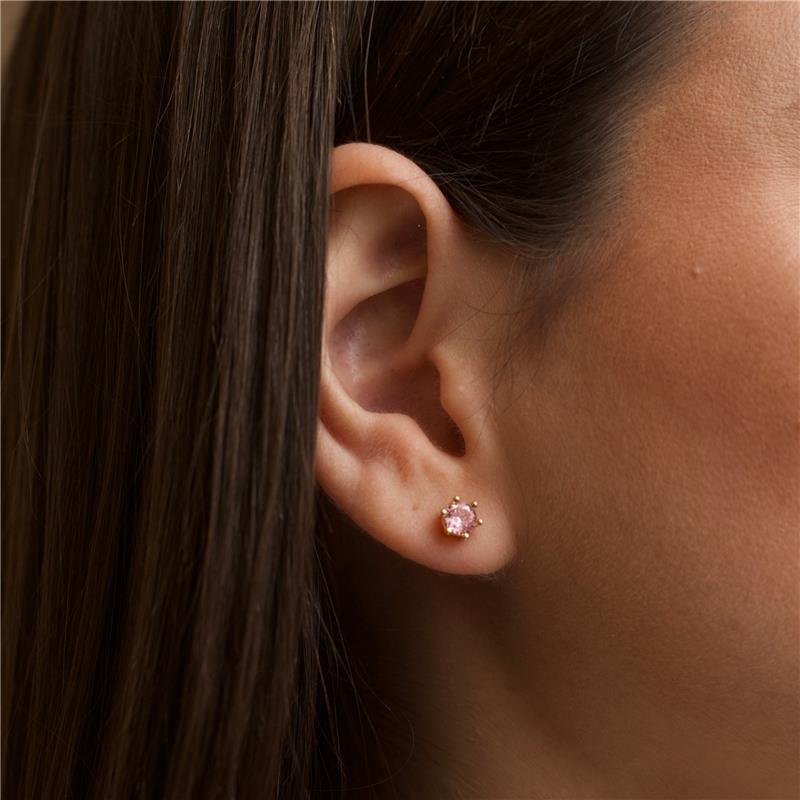 BRINCO JUJU ZIRCÔNIA ROSA BANHADO A OURO 18K
