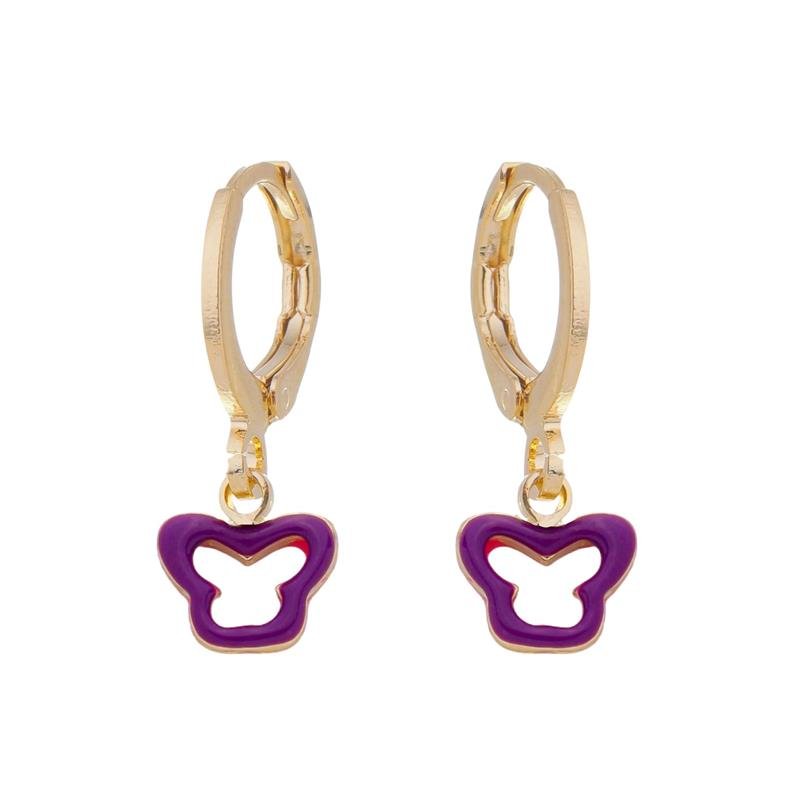 BRINCO ARGOLA TRANQUETA ANTONELLA RESINA ROXA BANHADO A OURO