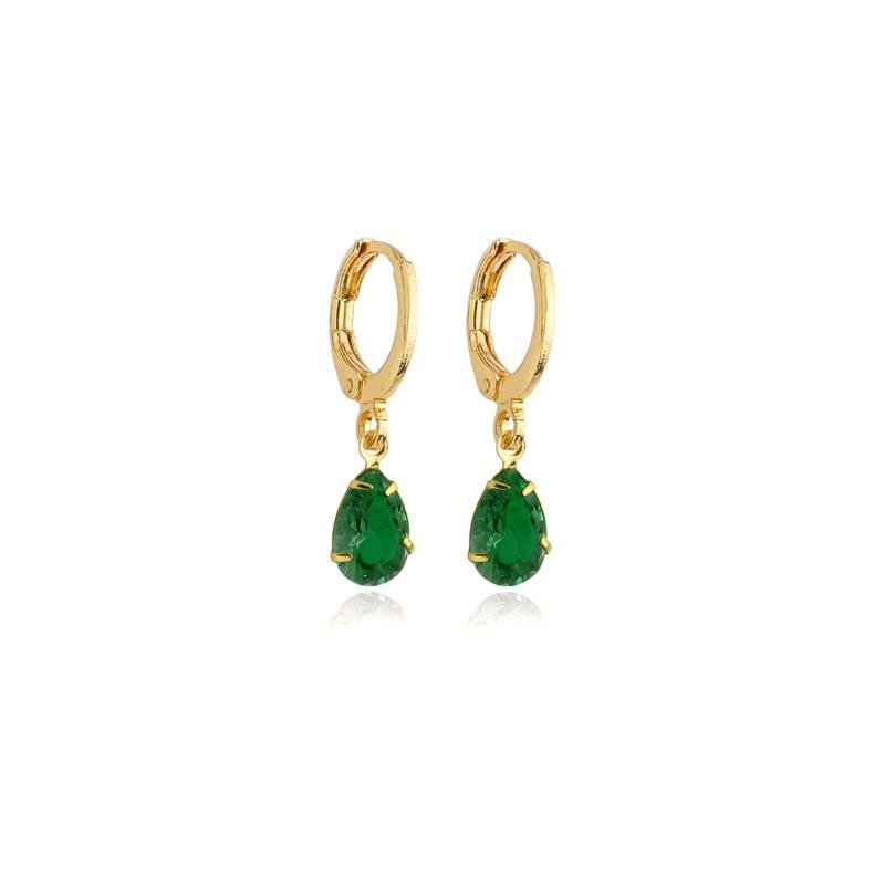 BRINCO VALENTINA ARGOLA COM PEDRA CRISTAL BANHADO A OURO 18K