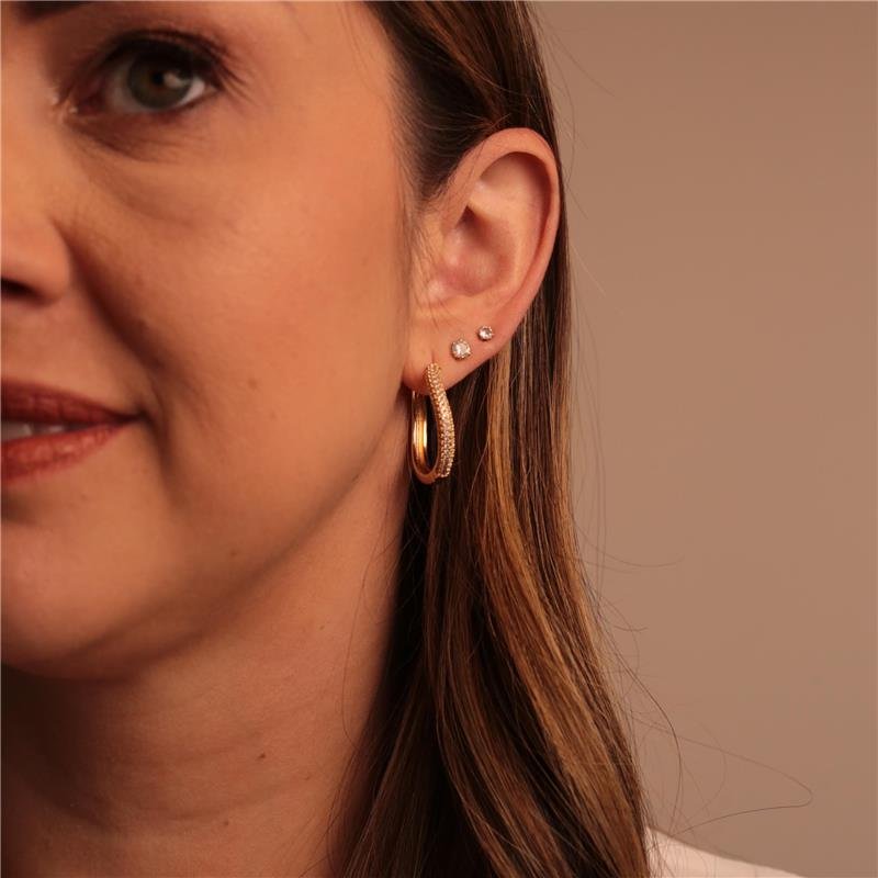 BRINCO JOICE ARGOLA GRANDE CRAVEJADO ZIRCÔNIA BANHADO A OURO 18K