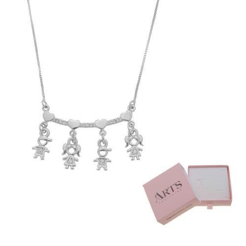 COLAR QUATRO FILHOS PINGENTE PERSONALIZADO BANHADO A PRATA