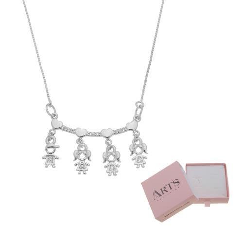 COLAR QUATRO FILHOS PINGENTE PERSONALIZADO BANHADO A PRATA