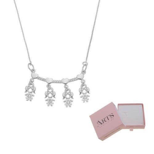 COLAR QUATRO FILHOS PINGENTE PERSONALIZADO BANHADO A PRATA