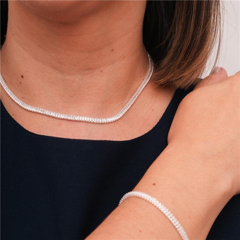 COLAR AGATA CHOKER ZIRCÔNIA BAGUETE CRISTAL BANHADO A PRATA