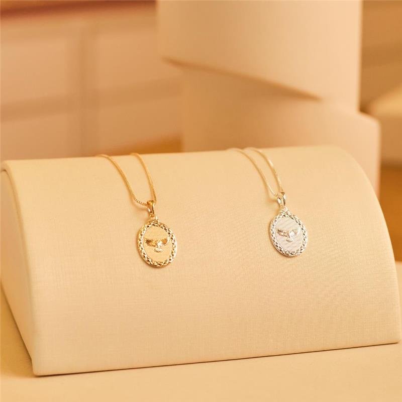 COLAR PINGENTE DIVINO ESPIRITO SANTO BANHADO A PRATA