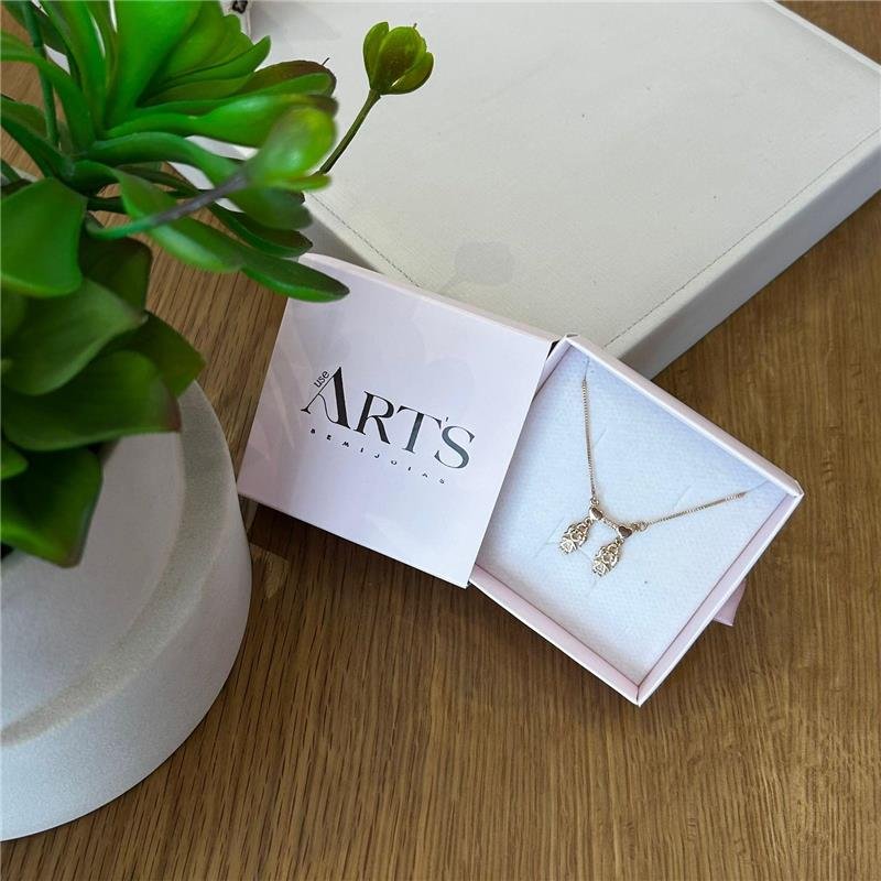 COLAR DOIS FILHOS PINGENTE PERSONALIZADO BANHADO A OURO 18K