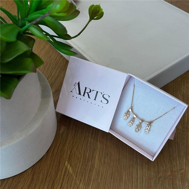 COLAR QUATRO FILHOS PINGENTE PERSONALIZADO BANHADO OURO 18K