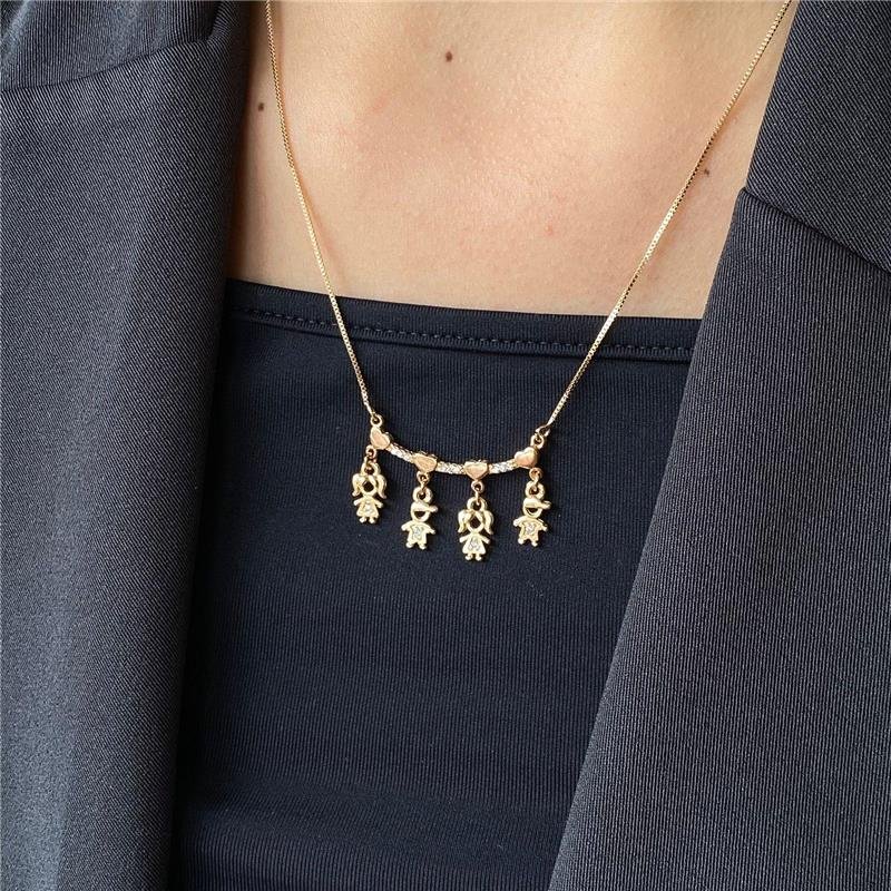 COLAR QUATRO FILHOS PINGENTE PERSONALIZADO BANHADO OURO 18K