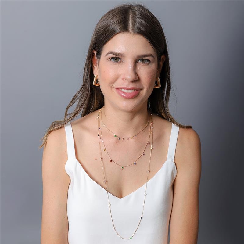 COLAR JOANA COM ZIRCÔNIAS COLORIDAS BANHADO A OURO 18K