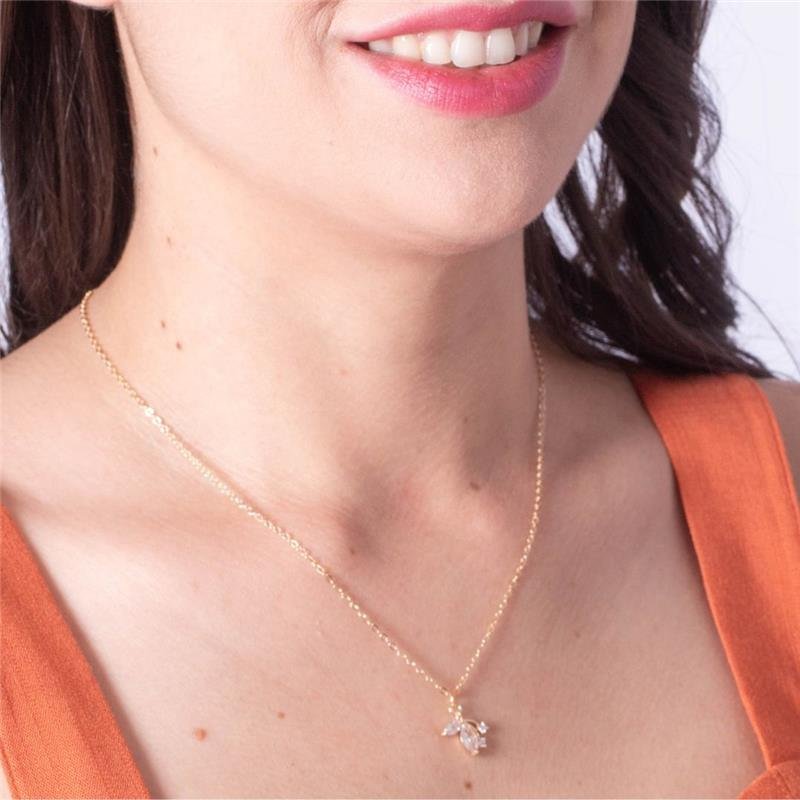 COLAR MYA COM PÉTALAS EM ZIRCÔNIA BANHADO A OURO 18K