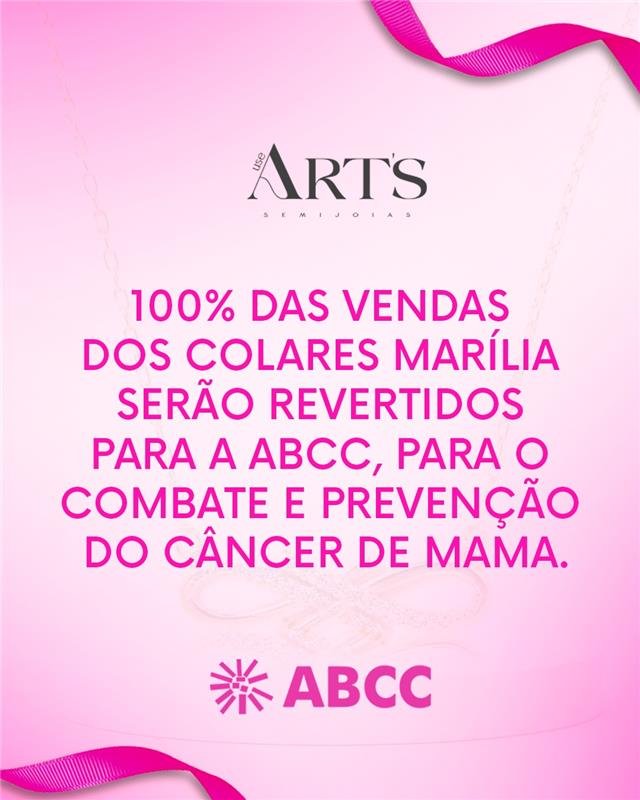 COLAR OUTUBRO ROSA MARÍLIA BANHADO A OURO 18K