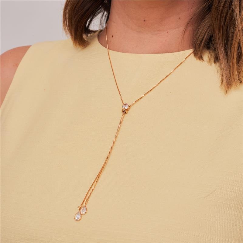 COLAR CLARA GRAVATINHA DETALHE EM ZIRCÔNIA BANHADO AOURO 18K