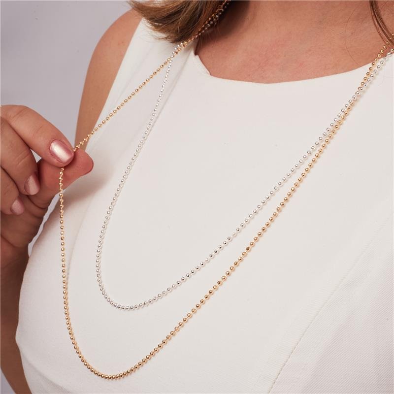 COLAR LONGO MINI BOLINHAS BANHADO A OURO 18K