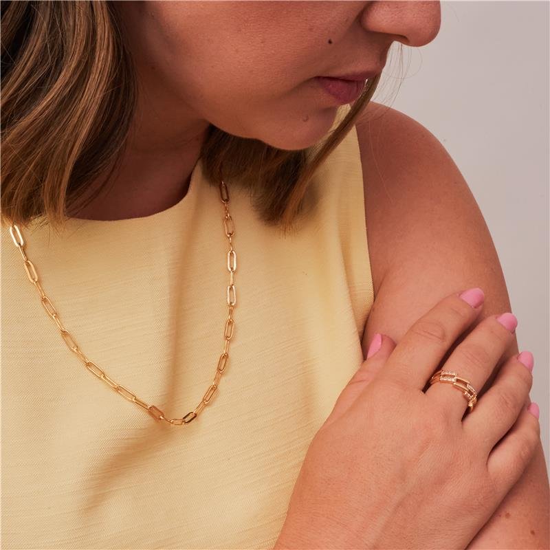 COLAR ANGELICA ELOS RETANGULARES BANHADO A OURO 18K