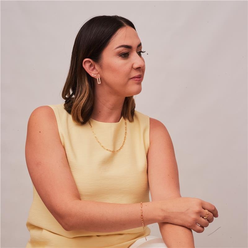 COLAR ANGELICA ELOS RETANGULARES BANHADO A OURO 18K
