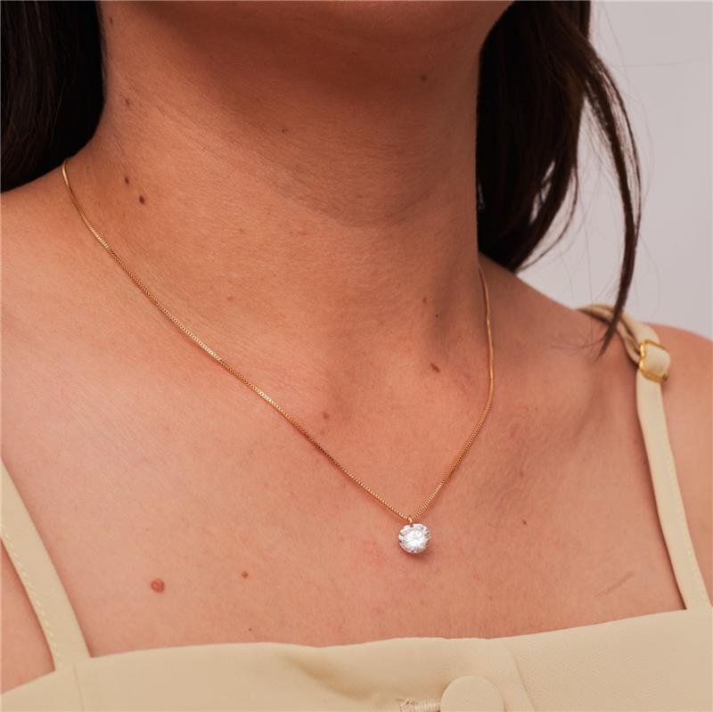 COLAR CLARA PONTO DE LUZ BANHADO A OURO 18K