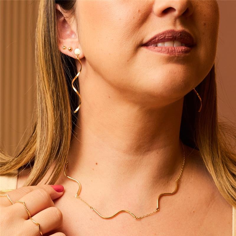 CHOKER ALINE TRÊS ONDAS BANHADO A OURO 18K