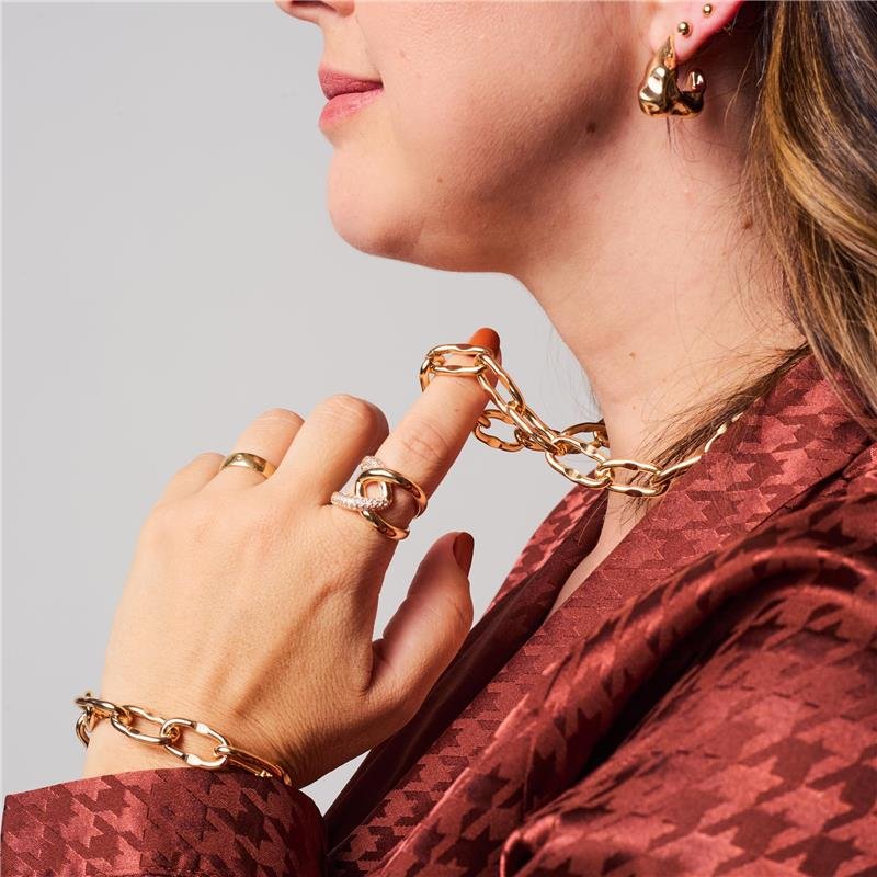 COLAR ROBERTA ELOS OVAIS GRANDE BANHADO A OURO 18K