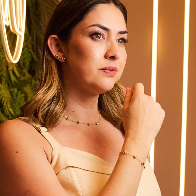 CHOKER MELISSA CORAÇÕES LISO BANHADO A OURO 18K