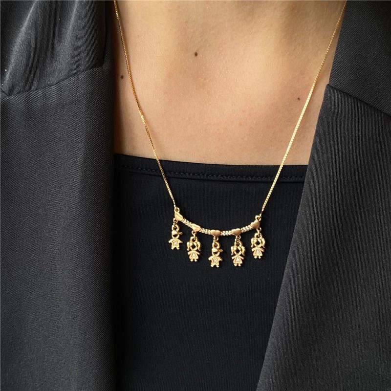 COLAR CINCO FILHOS PINGENTE PERSONALIZADO BANHADO A OURO 18K