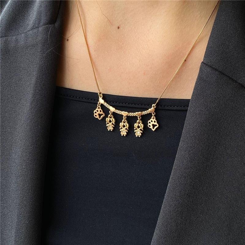 COLAR CINCO FILHOS E PETS BANHADO A OURO 18K