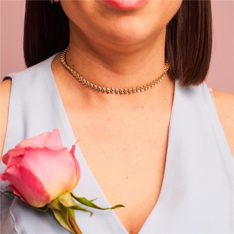 CHOKER MINI FOLHAS GIOVANA BANHADO A OURO 18K