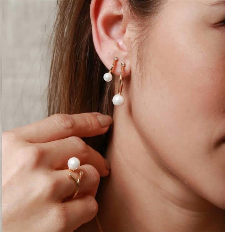 ANEL AJUSTÁVEL COM PÉROLA IRÊNE BANHADO A OURO 18K