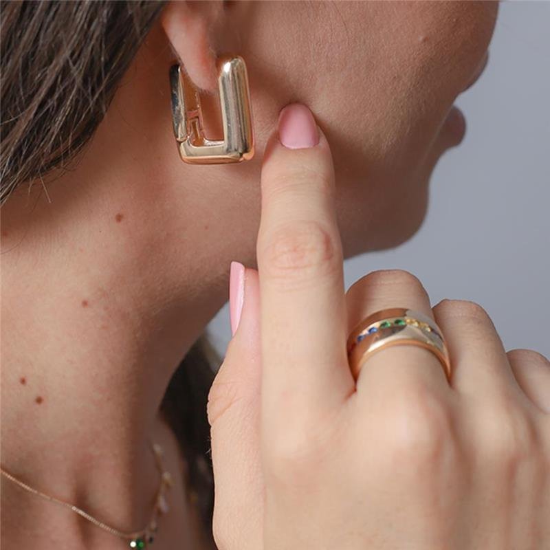 ANEL JOANA CRAVEJADO DE ZIRCÔNIAS COLORIDAS BANHADO A OURO 18K