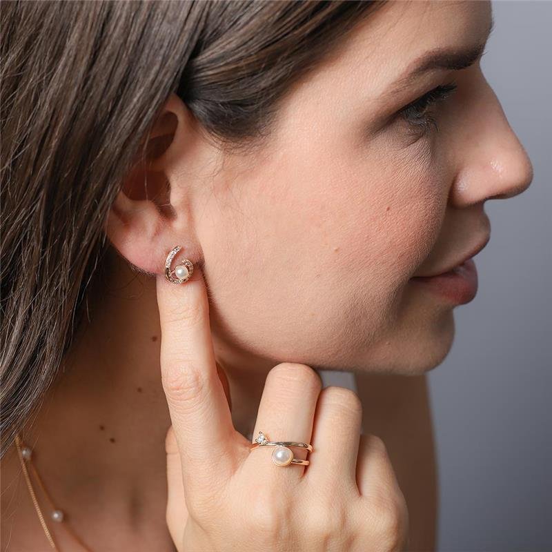 ANEL ALICE PÉROLA COM PONTO DE ZIRCÔNIA BANHADO A OURO 18K