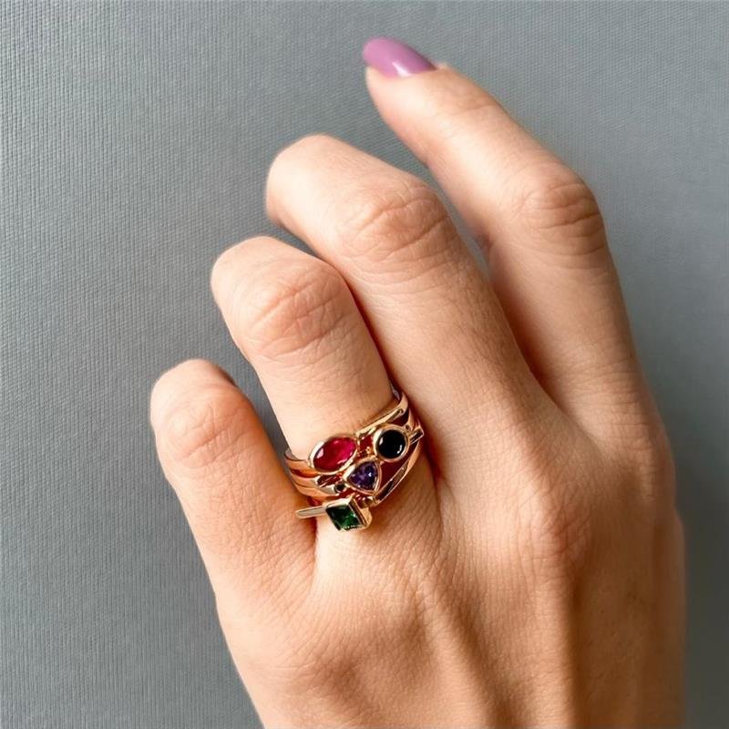 ANEL NICOLE COM ZIRCÔNIAS COLORIDAS BANHADO A OURO 18K