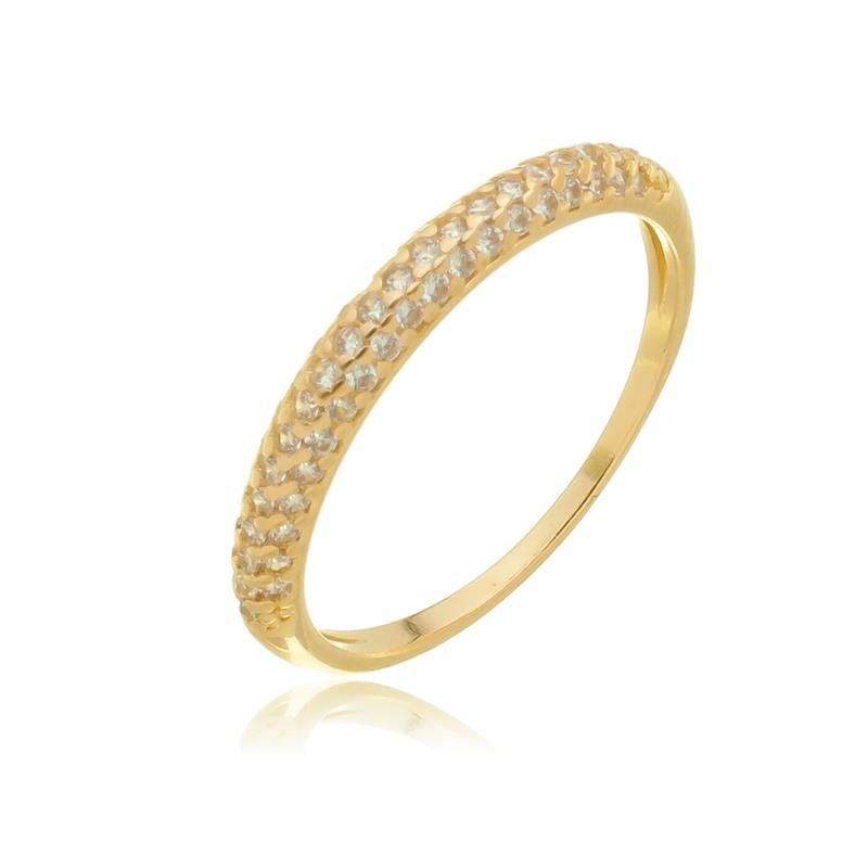 ANEL APARADOR MEIO CRAVEJADO ZIRCÔNIA BANHADO A OURO 18K