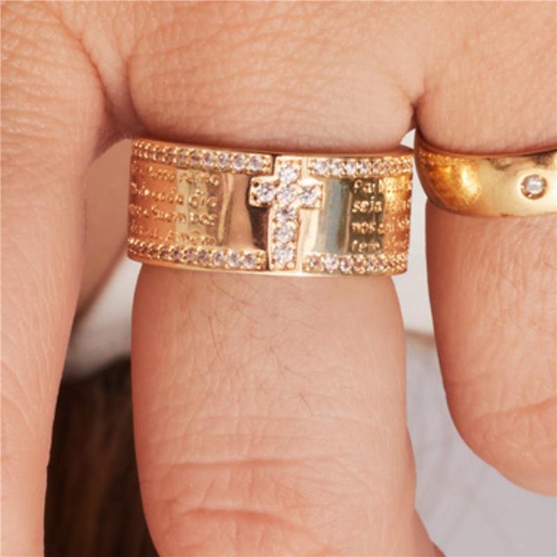 ANEL ORAÇÃO BANHADO A OURO 18K