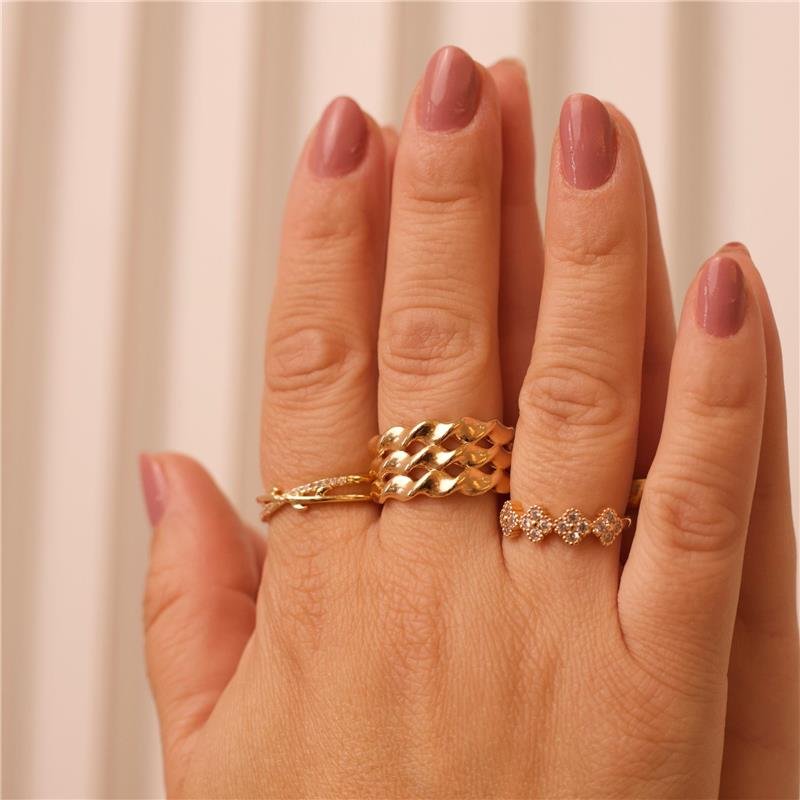 ANEL MINI FLORES JASMIM BANHADO A OURO 18K