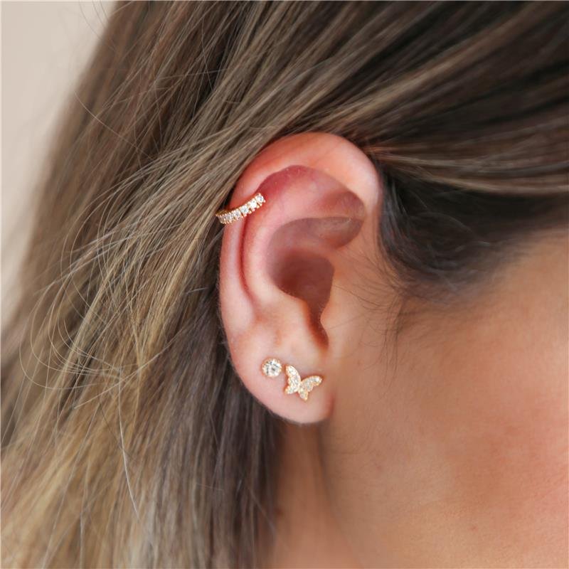 PIERCING FAKE ZIRCÔNIA CRISTAL BANHADO A OURO