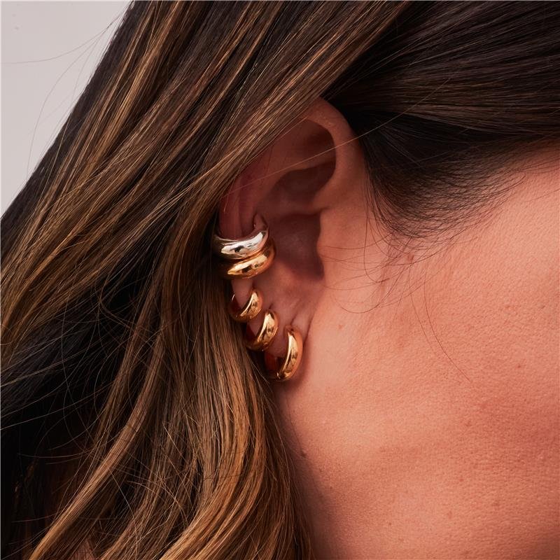 PIERCING FAKE EVA REDONDO LISO BANHADO A OURO 18K
