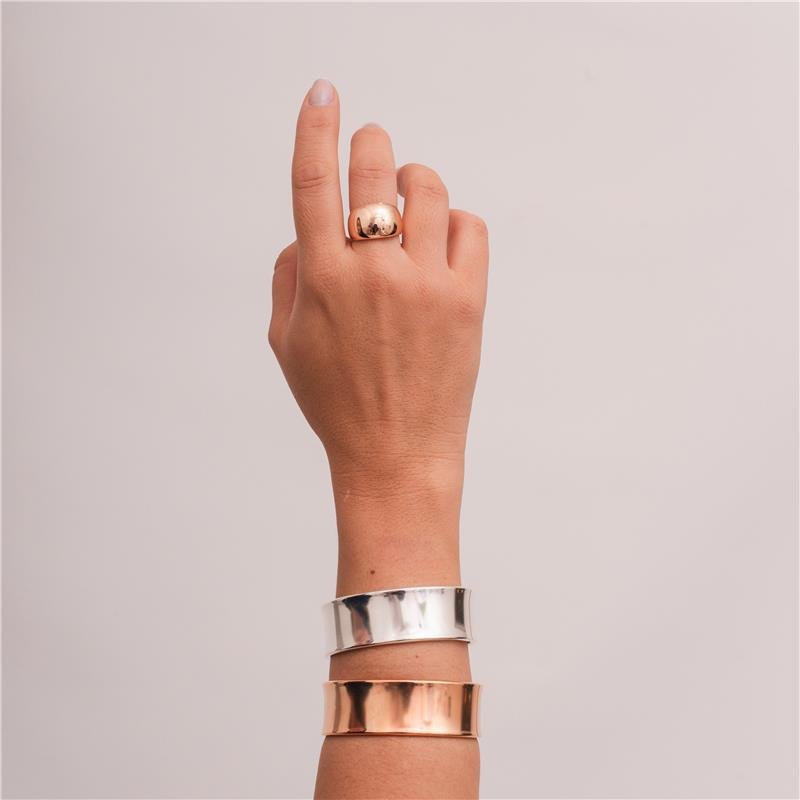 BRACELETE ZAIA LISO LARGO BANHADO A PRATA