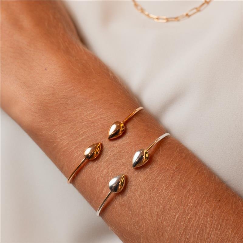 BRACELETE GOTA LISA ELOÁ BANHADA A PRATA