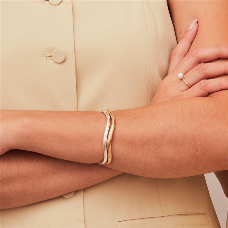 BRACELETE ALANA ONDA DE TUBO BANHADO A PRATA