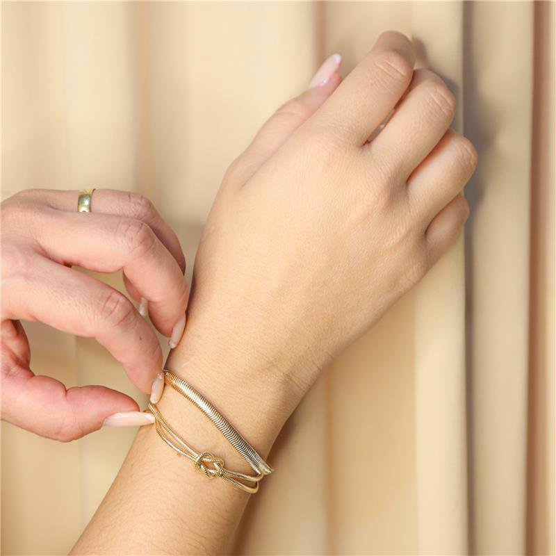 PULSEIRA DOIS FIOS HELOÍSA COM NÓ BANHADO OURO 18K